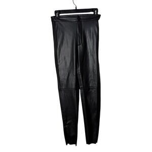 ZARA Black Faux Leather High Rise Skinny Leg Pants Women's Size XS Ankle Zip